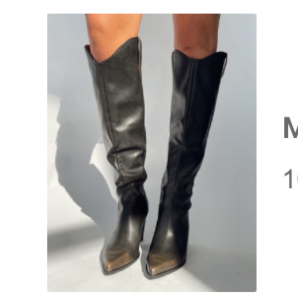 Black Leather Knee-High Boots